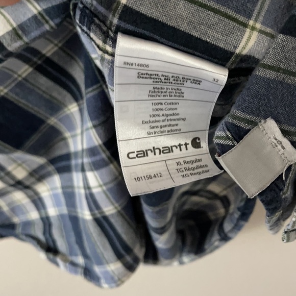 Carhartt short Sleeve button up blue white and grey  XL - Picture 5 of 5
